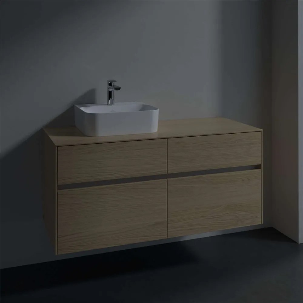 VILLEROY &amp; BOCH Collaro závesná skrinka pod umývadlo na dosku (umývadlo vľavo), 4 zásuvky, 1200 x 500 x 548 mm, Nordic Oak, C09800VJ