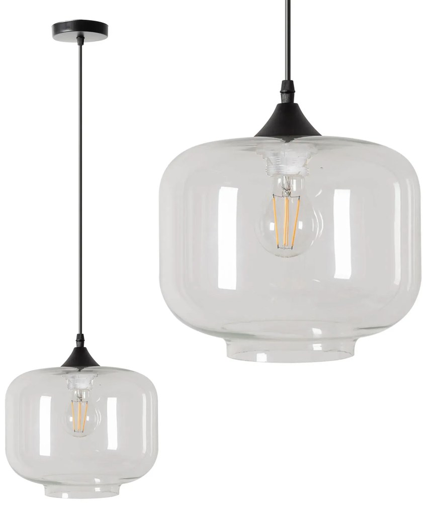 Toolight Toolight, Stropné závesné svietidlo zo skla APP312-1CP LOFT, čierna, OSW-00344