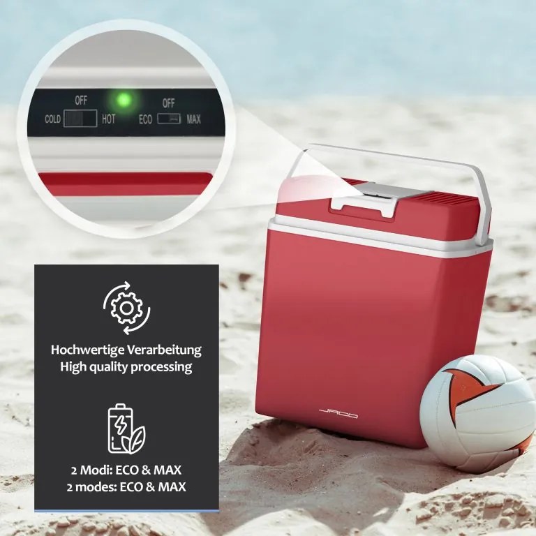 Jago Elektrický chladiaci box 2 v 1, 20 l, červená