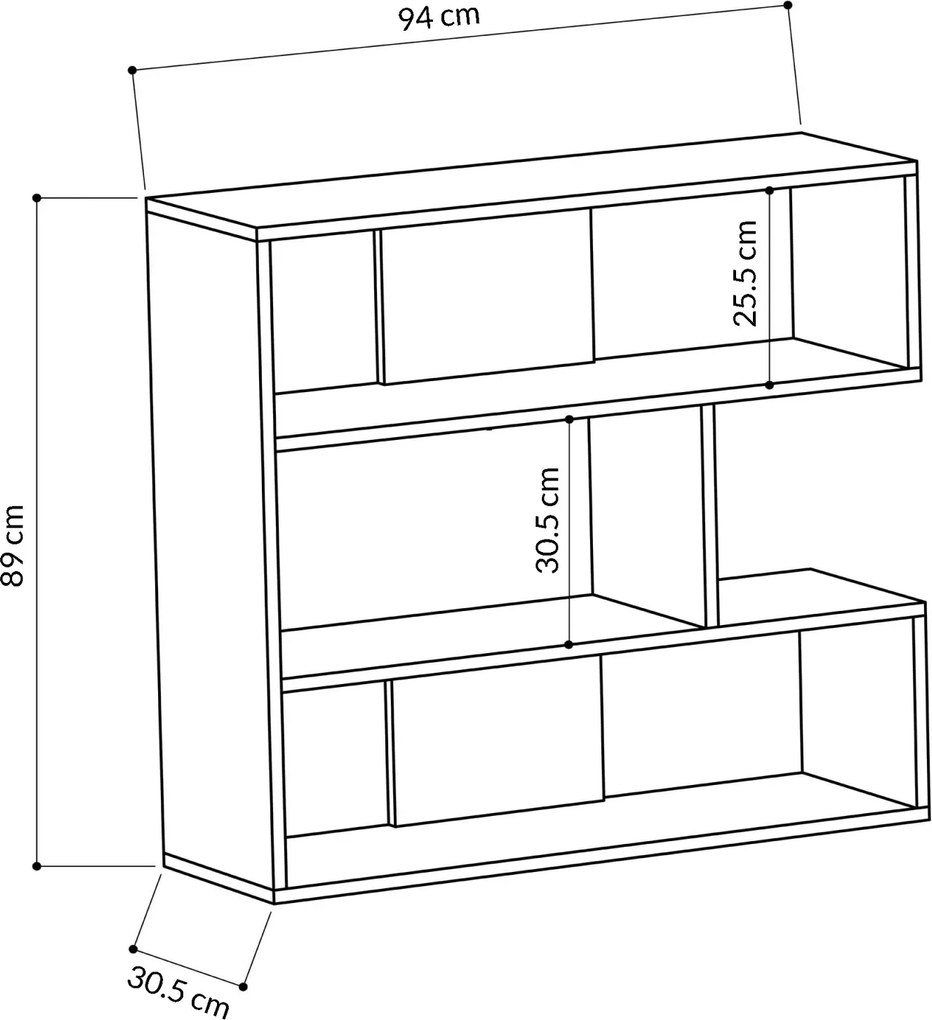 Moderná knižnica Houseland Molly antracit