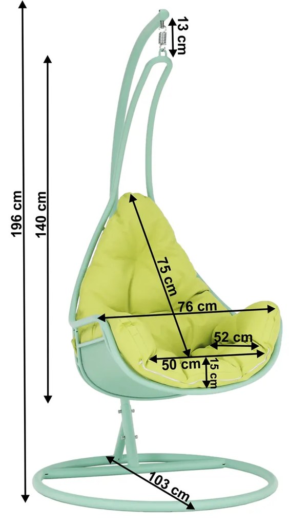 Závesné hojdacie kreslo Talise - neo mint / zelená