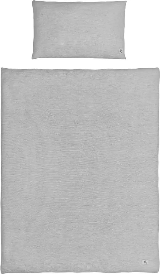 Sivé detské ľanové obliečky BELLAMY Stripes, 100 × 135 cm