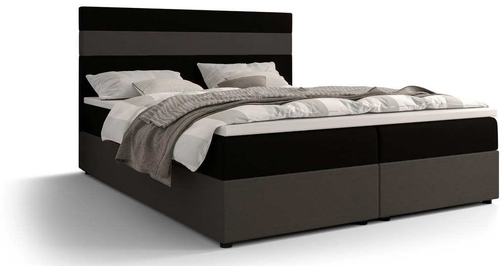 Manželská posteľ Boxspring 140 cm Locos (tmavohnedá + tmavosivá) (s matracom a úložným priestorom). Akcia -20%. Vlastná spoľahlivá doprava až k Vám domov. 1056121