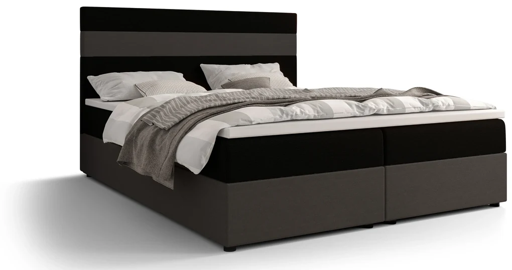 Manželská posteľ Boxspring 160 cm Locos (tmavohnedá + tmavosivá) (s matracom a úložným priestorom). Vlastná spoľahlivá doprava až k Vám domov. 1056127