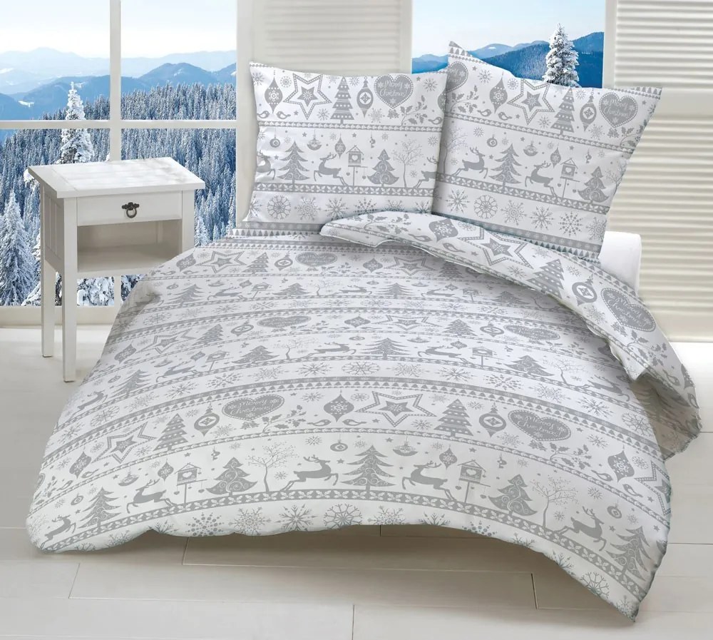 A1V - X-MAS SIVÉ bavlnené obliečky DeLuxe Rozmer obliečok: 140x200 cm, Obsah balenia: Set Balenie