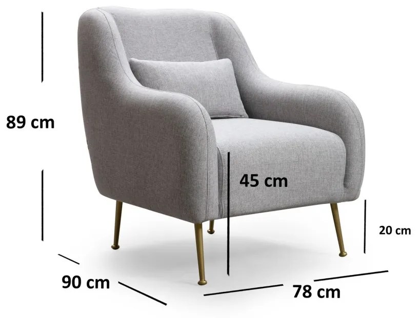 Kreslo Sevilla s vankúšom sivé