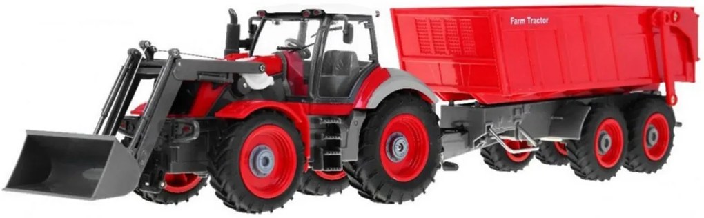 RAMIZ : RC traktor s vlečkou 2,4Ghz 1:28 červený RTR