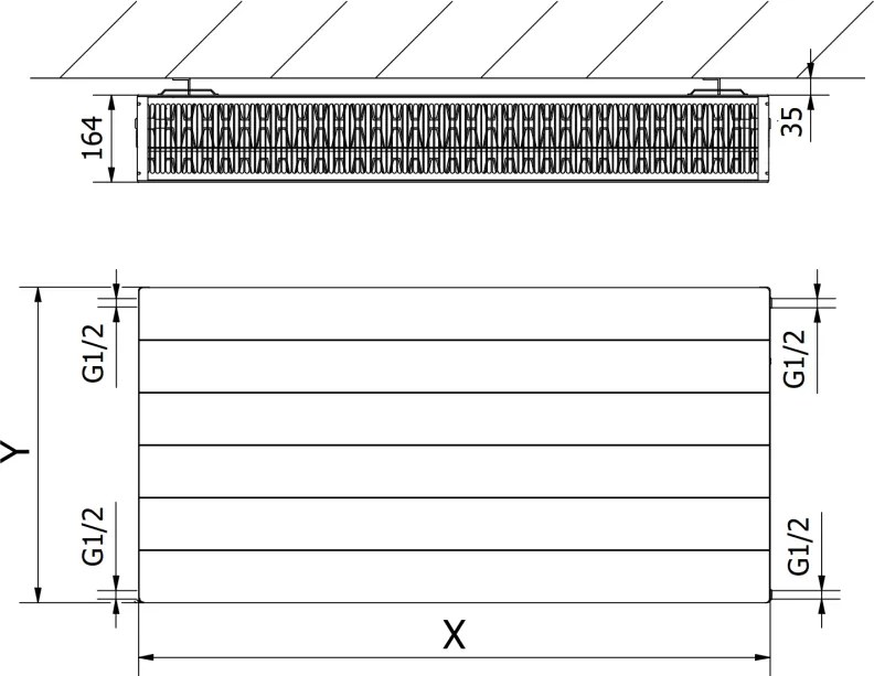 Mexen, panelový radiátor Mexen Line CL33 600 x 700 mm, bočné pripojenie, 1541 W, čierny - W433L-060-070-70