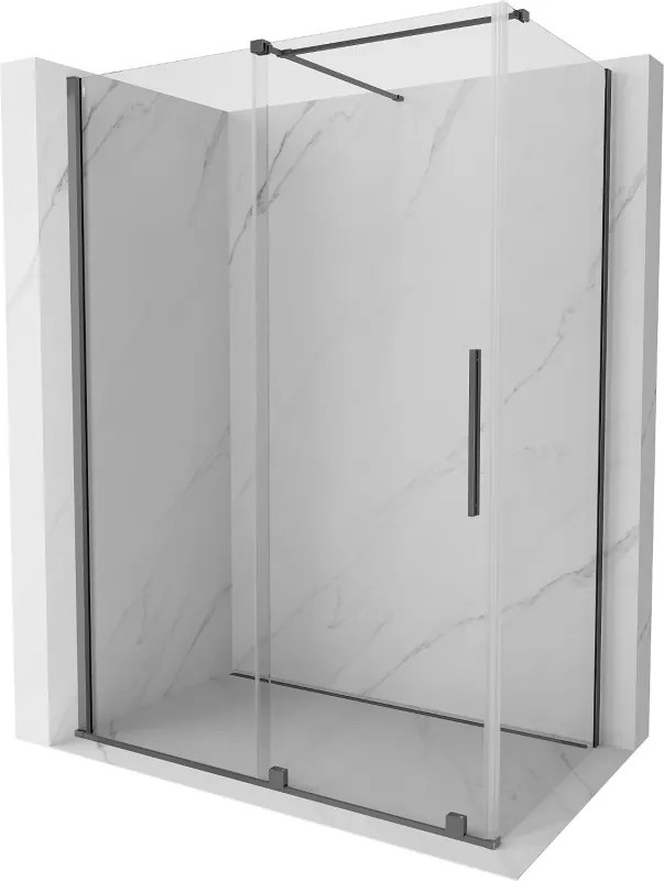 Mexen Velar, sprchový kút s posuvnými dverami 130 x 75 cm, 8mm číre sklo, brúsený grafit, 871-130-075-01-95