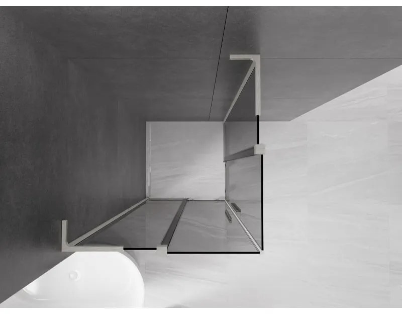 Mexen Velar L Duo, sprchový kút s posuvnými dverami 90 x 90 cm, 8mm šedé sklo, brúsená oceľ, 871-090-090-02-43-97