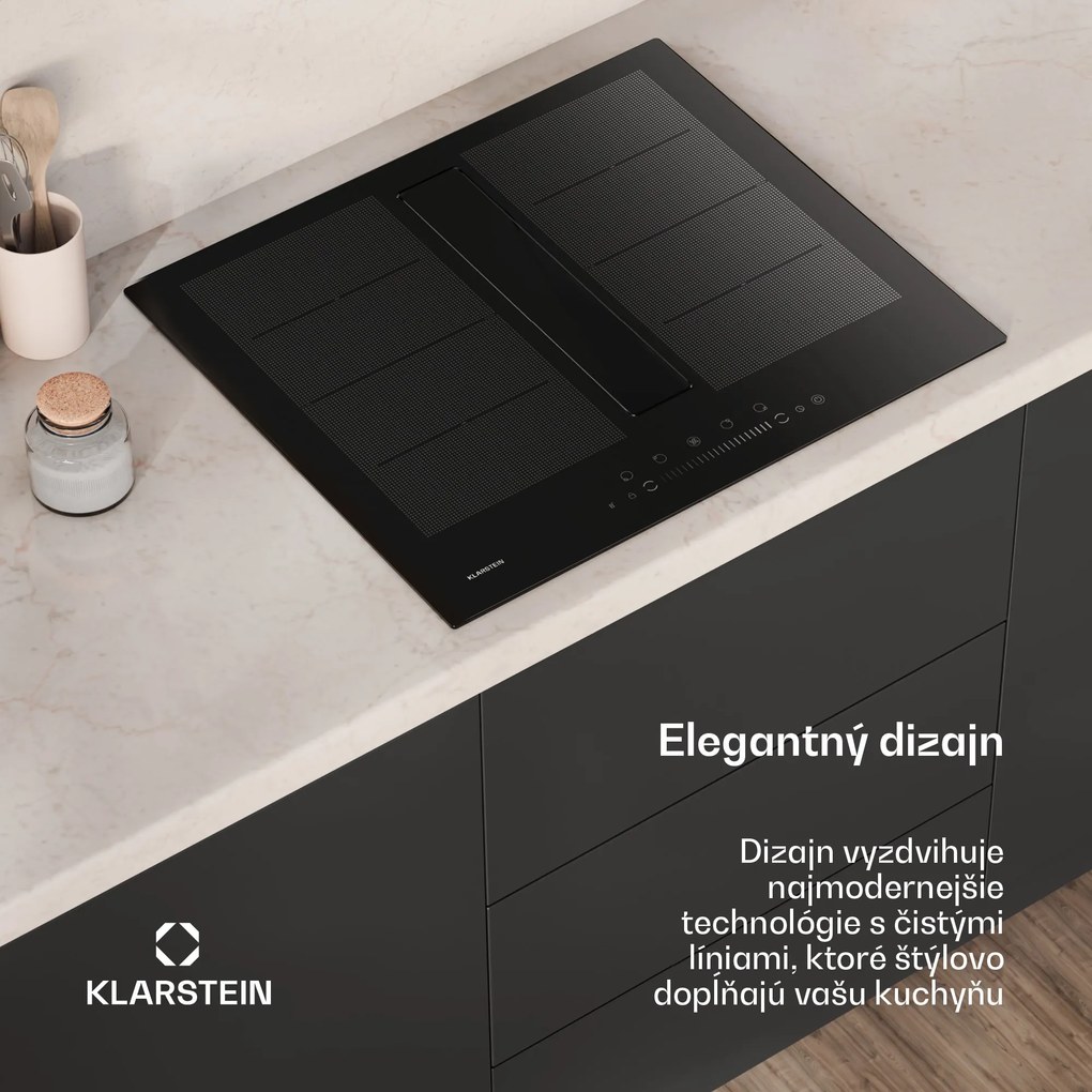 Klarstein Chef-Fusion Down Air System indukčná varná doska + odsávač pár 60 cm 600 m³/h EEC A