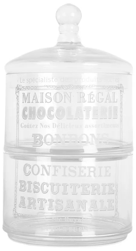 Sklenená dvojitá dóza na cukríky Chocolatéria - Ø 17*30 cm
