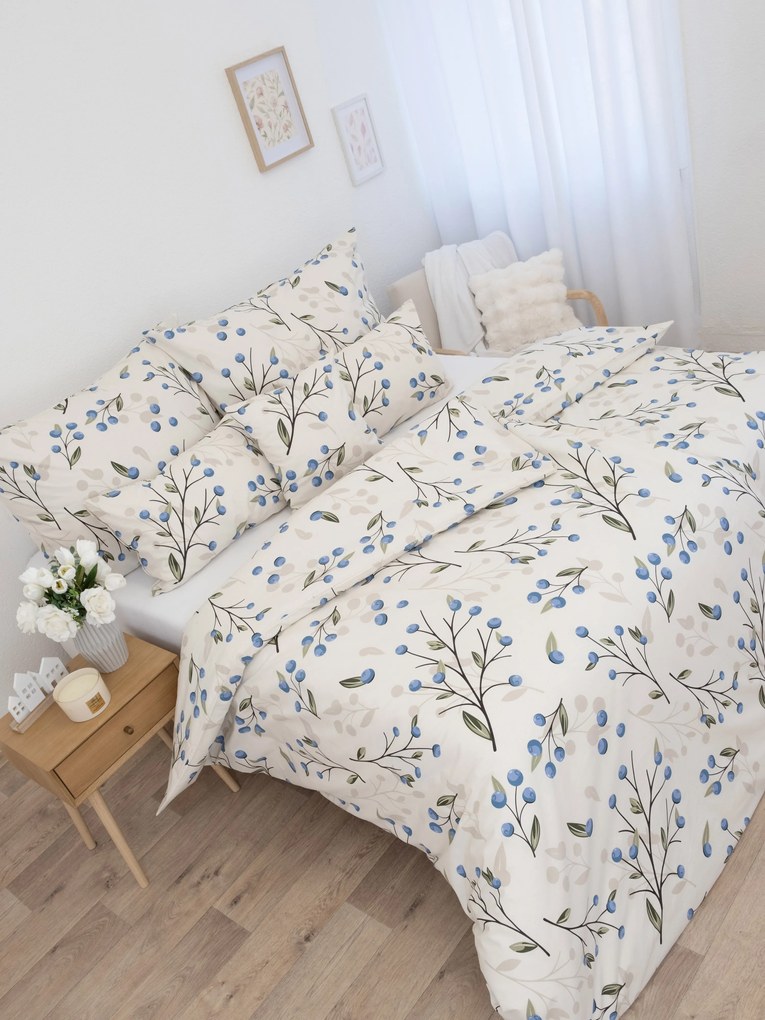 Predĺžené bavlnené obliečky Renforcé - Čučoriedky prírodné