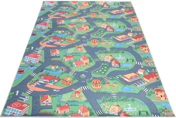 TA Detský koberec B-601 FLANNEL PRINTED Zelený Obdĺžnikový Rozmer: 80x150 cm