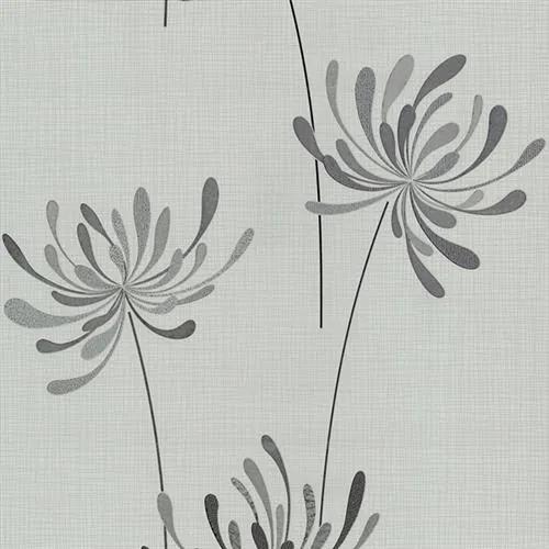 Vliesová tapeta, kvety sivé, Novara 1346450, P+S International, rozmer 10,05 m x 0,53 m