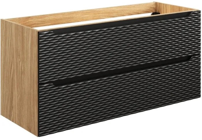 Umyvadlová skříňka Ocean 120 cm s deskou a umyvadlem černá/dub olejovaný