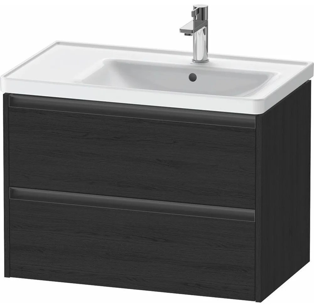 DURAVIT Ketho 2 závesná skrinka pod asymetrické umývadlo (pravé), 2 zásuvky, 784 x 455 x 549 mm, dub čierny, K25286016160000