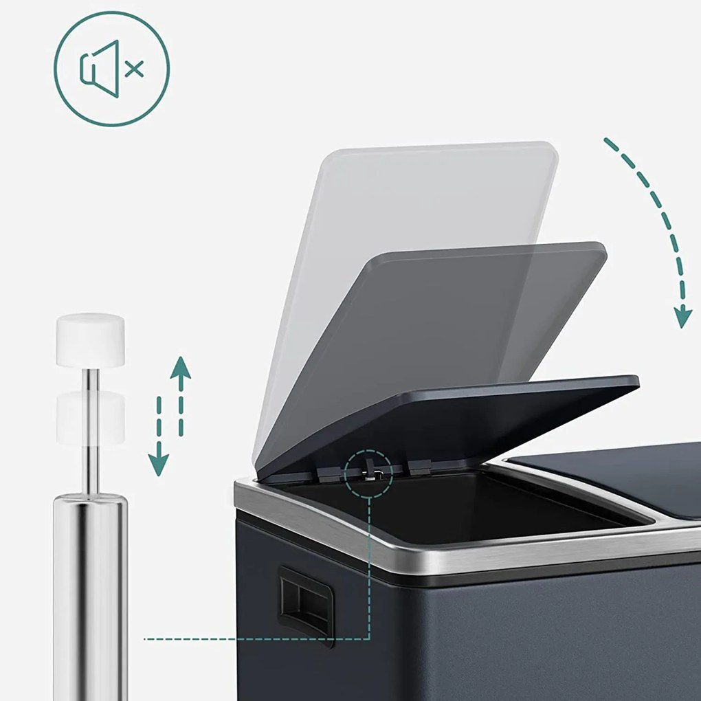 Odpadkový kôš oceľový 2 x 15 l, dymovo sivý