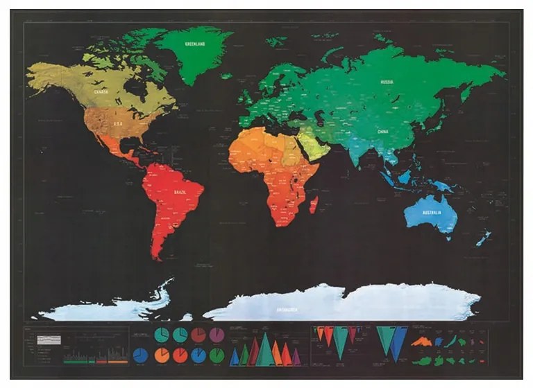 Verk 18183 Veľká Stieracie mapa sveta s vlajkami Deluxe 82 x 59 cm čierna