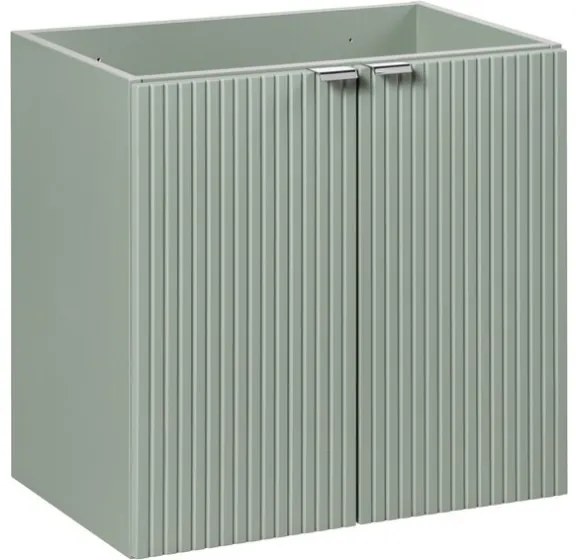 Koupelnová sestava Line Reed Green 120 cm s deskou, umyvadly a skříňkami 120 cm zelená/dub evoke