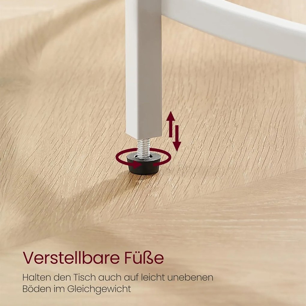 Okrúhly konferenčný stolík, stolík s oceľovým rámom, biela a sivá farba