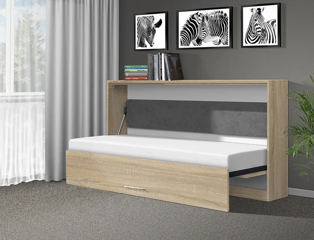 Nabytekmorava Sklápacia posteľ VS1056, 200x90cm farba lamina: orech lyon/biele dvere, Varianta dverí: matné