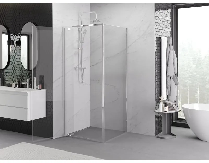 Mexen Exo, sprchovací kút s krídlovými dverami 85 x 85 cm, 6mm číre sklo, chrómový profil, 8181-085-085-01-00