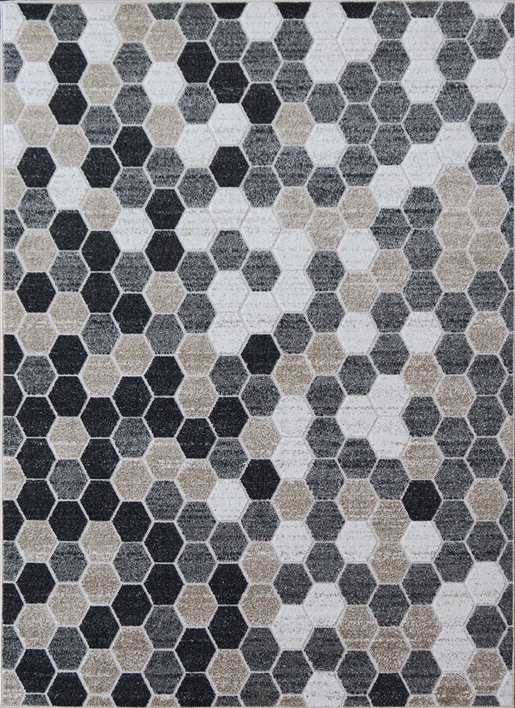 BE Koberec Lagos 1675 BEIGE – béžový sivý čierny obdĺžnikový Rozmer: 60x100 cm