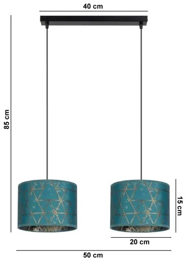 Luster na lanku REZO 2xE27/60W/230V tyrkysová