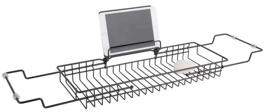 Čierny kovový nastaviteľný držiak na vaňu PT LIVING Tub, 61 - 86 cm