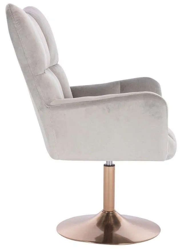 LuxuryForm DESIGN Otočné kreslo AURORA VELUR na zlatom tanieri - svetlo šedé