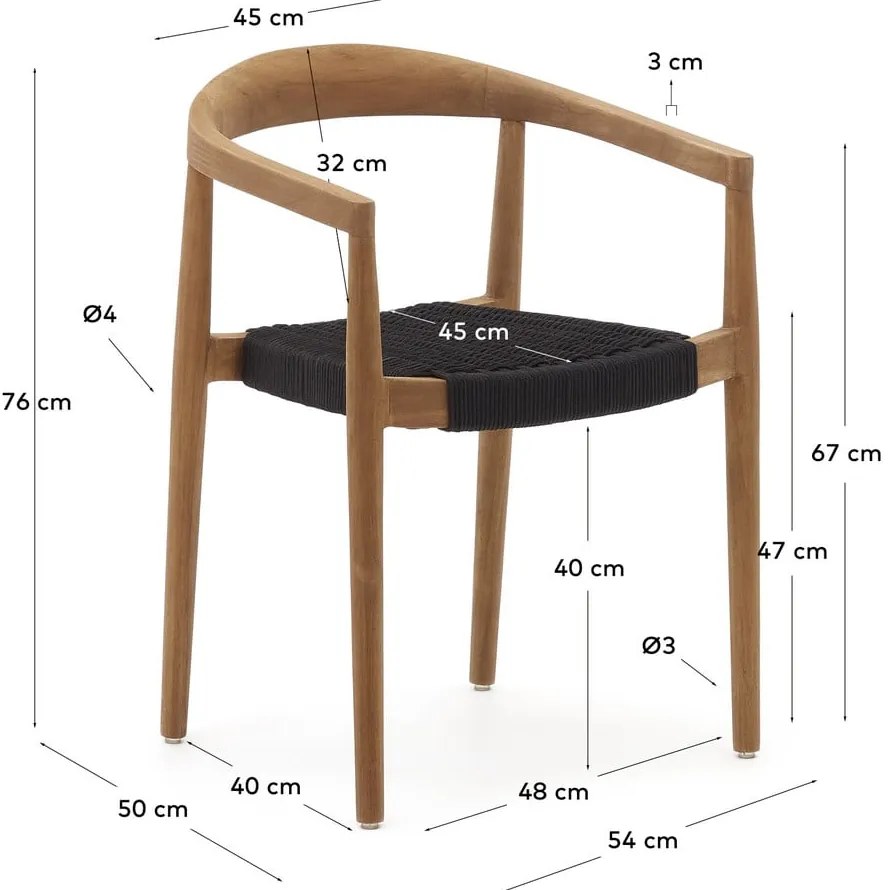 Jedálenská stolička v prírodnej farbe v súprave 4 ks Ydalia – Kave Home
