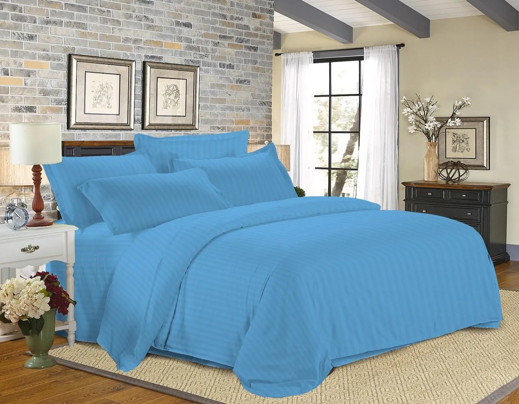 Hotelové obliečky z mikrovlákna JASMINE PURE svetlomodré - prúžok 1 cm Rozmer obliečky: 70 x 90 cm | 140 x 200 cm