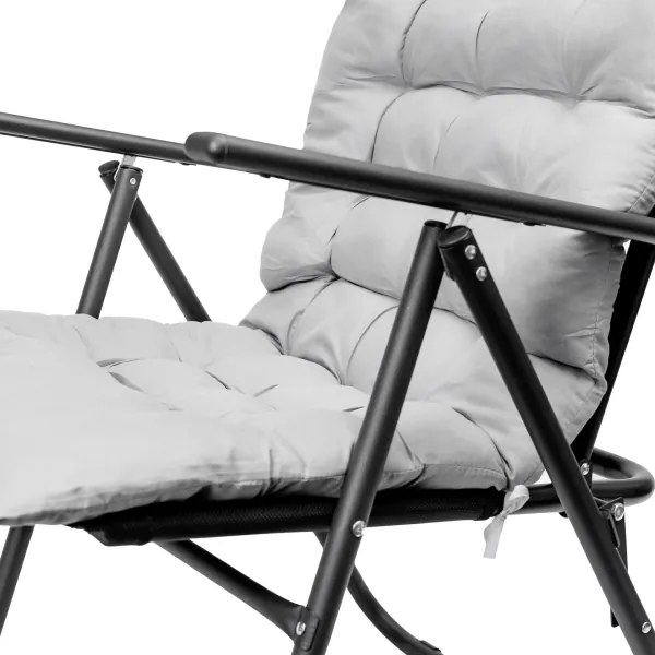 Skladacia kempingová stolička s matracom čierna/šedá