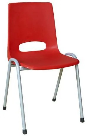 Plastová jedálenská stolička Pavlina Grey, červená, sivá konštrukcia