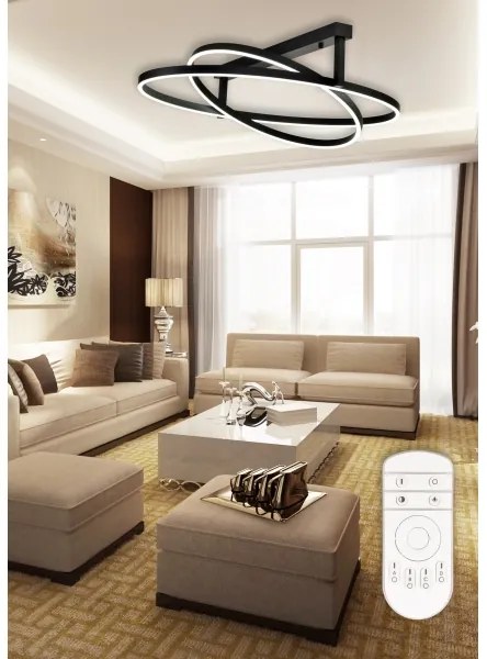 Top Light - LED Stmievateľný prisadený luster SATURN 2xLED/25W/230V čierna + DO