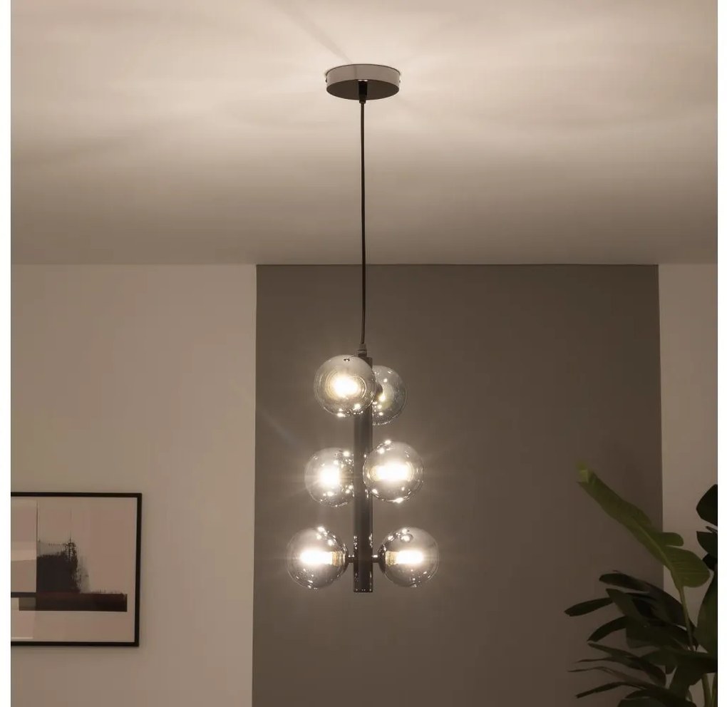 Brilagi - LED luster na lane MILLA 6xG9/3W/230V čierny chróm/dymové sklo