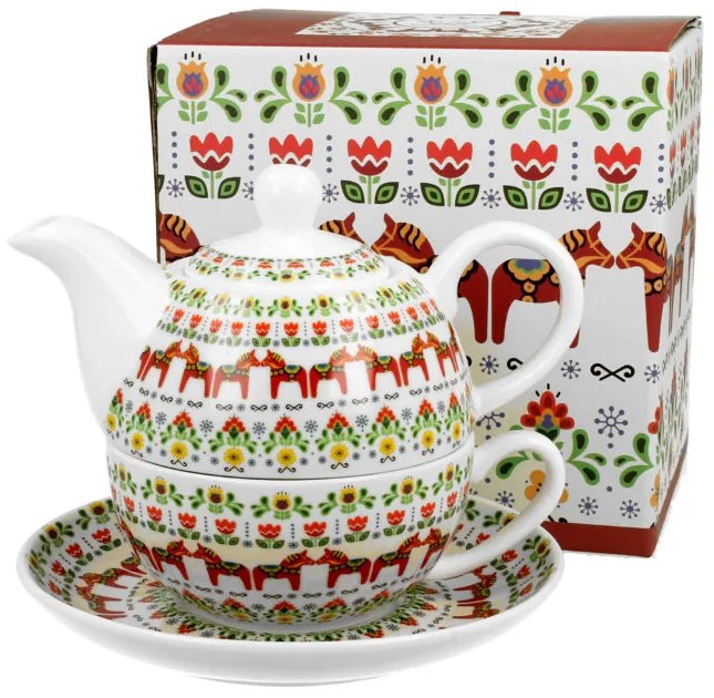 CARODOMOVAEU Šálka s čajníkom a podšálkou ŠKANDINÁVSKÝ