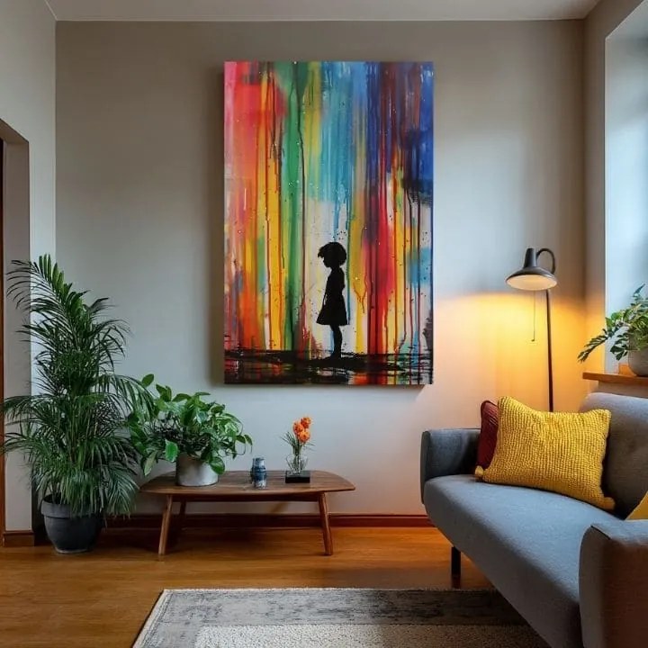 Obraz Rainbow Silhouette na plátne | Maľovaná štruktúra