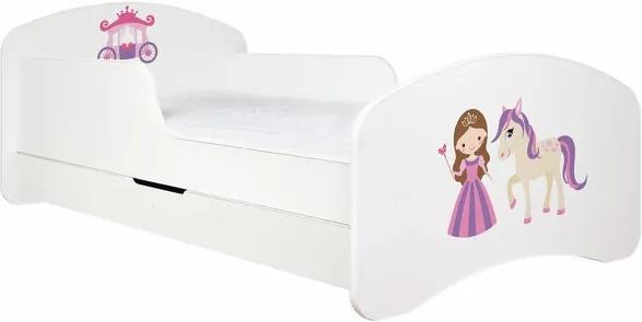MAXMAX Detská posteľ so zásuvkou 140x70 PRINCEZNA A KONÍK + matrace ZADARMO!
