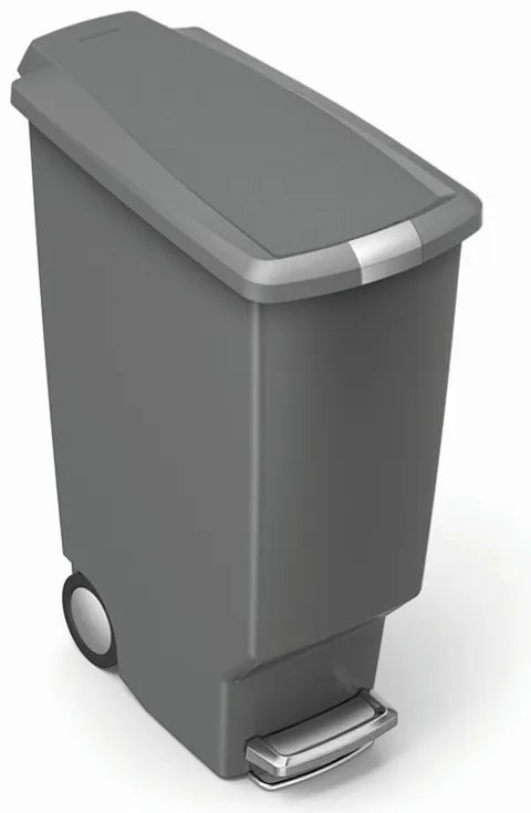Úzky pedálový kôš 40 l šedý plast, sivá