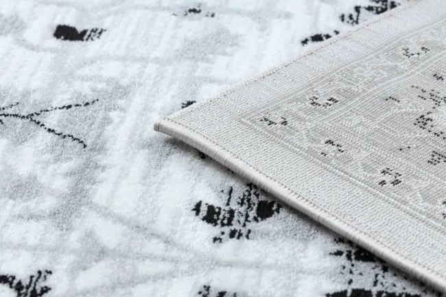 Koberec ARGENT - W7039 Kvety sivý / čierny