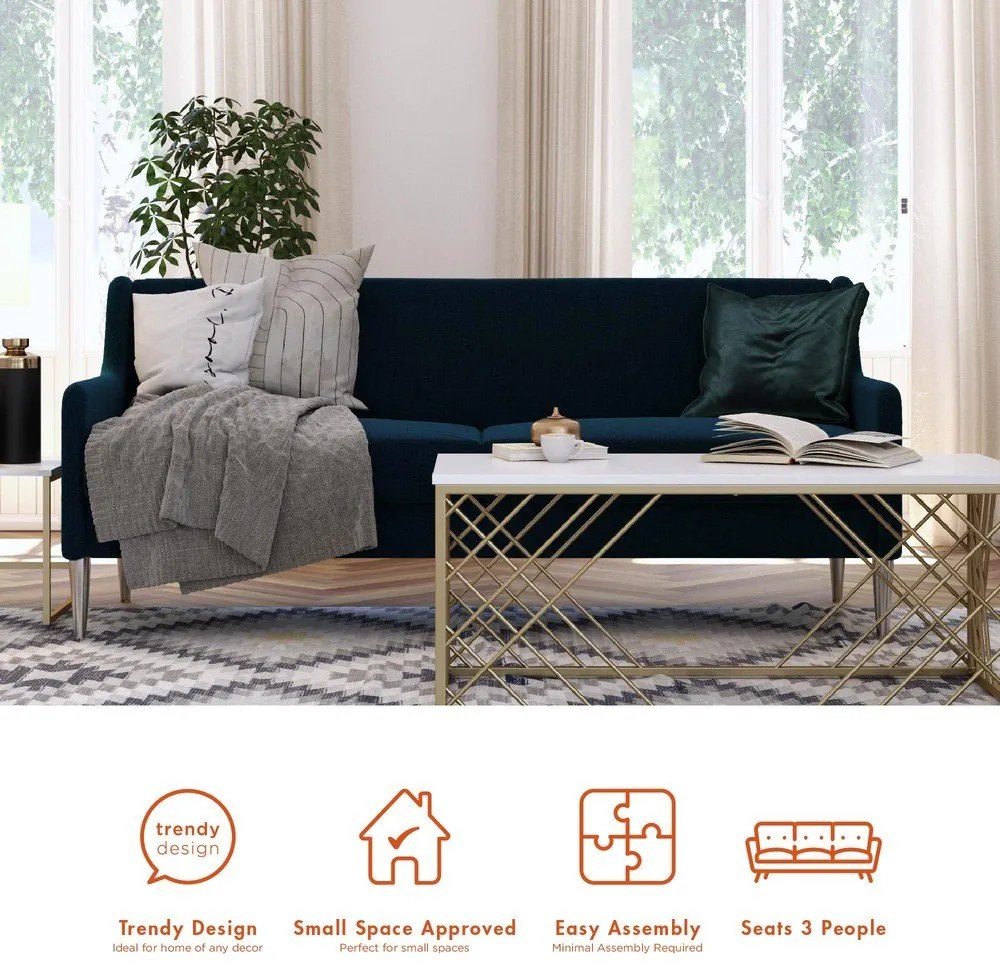 Modrá pohovka 190 cm Virginia - CosmoLiving by Cosmopolitan