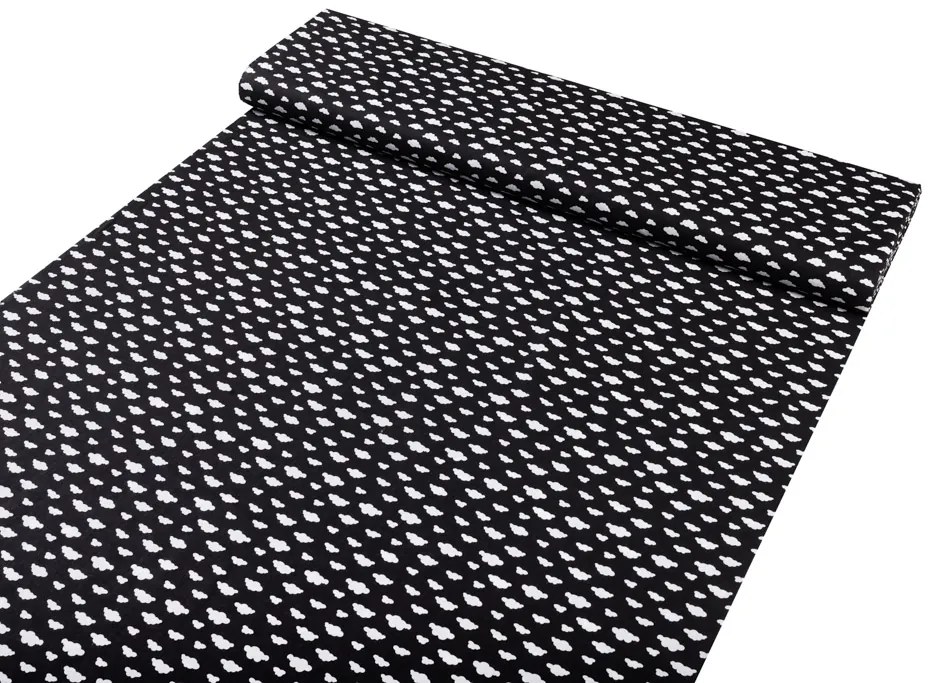 Biante Detské bavlnené posteľné obliečky do postieľky Sandra SA-306 Biele obláčiky na čiernom Do postieľky 90x120 a 40x60 cm