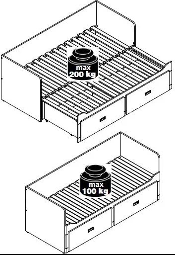 Rozkladcia posteľ so zásuvkami Bergen 80x200 cm