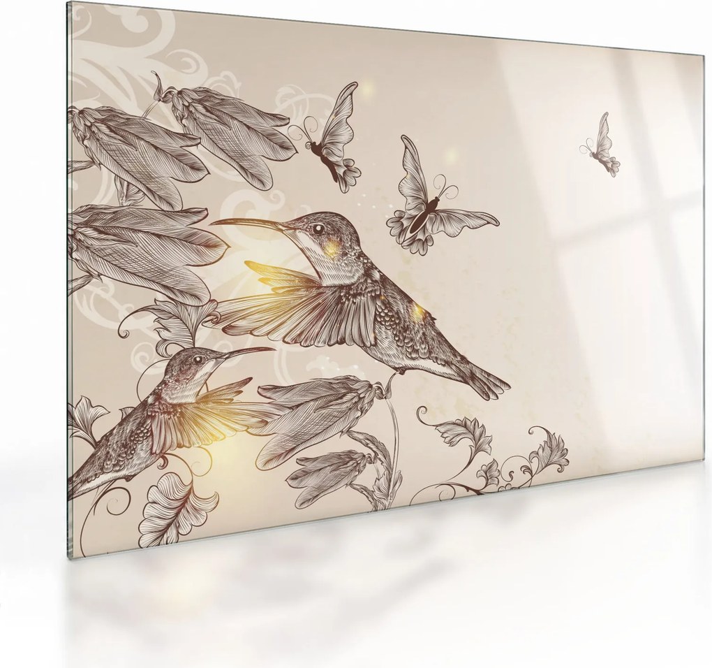 Sklenený obraz - Kolibríky (70x50 cm)