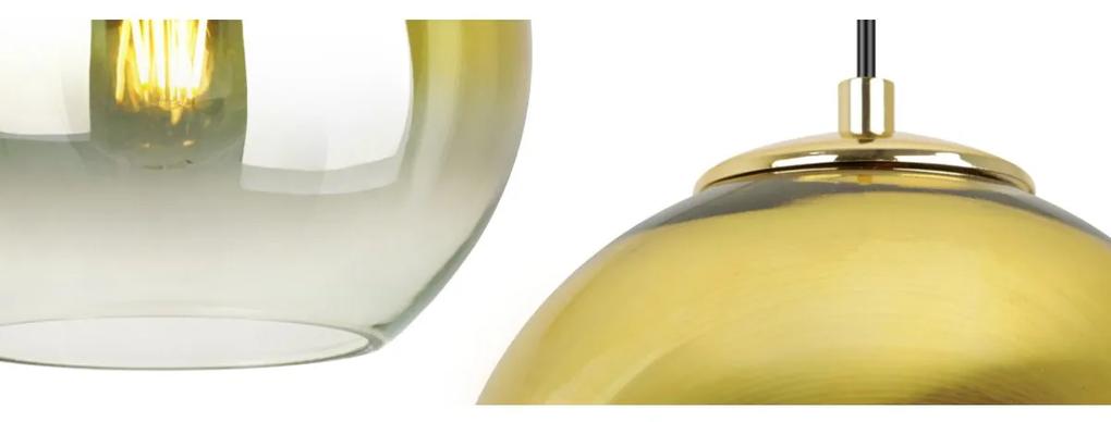 Závesné svietidlo BERGEN GOLD, 3x zlaté/transparentné sklenené tienidlo (fi 15cm), O