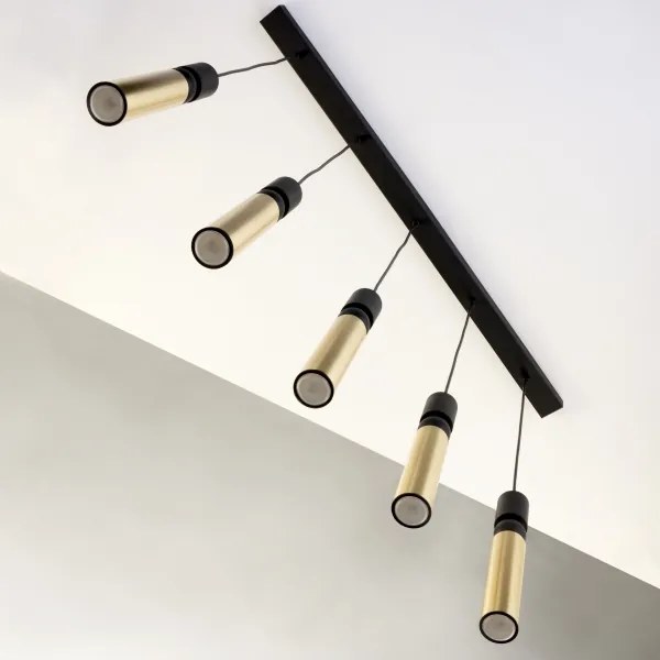 Jupiter 2012 - Luster na lanku ALAS 5xGU10/10W/230V čierna/zlatá