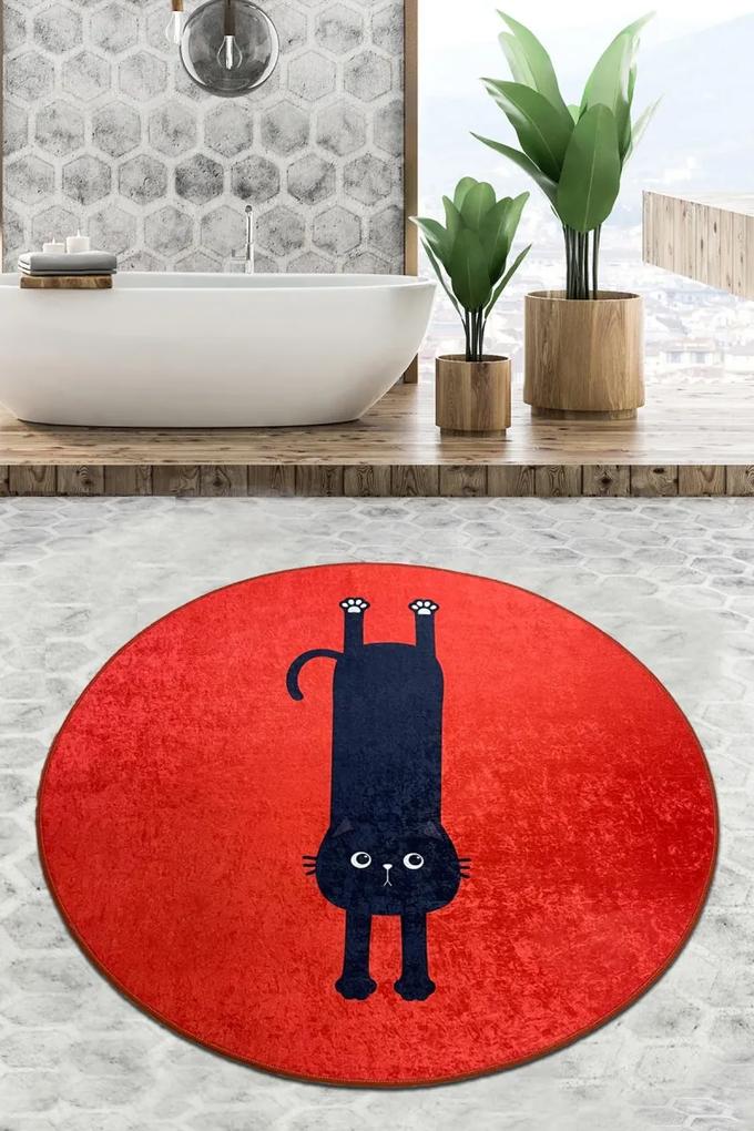 Koupelnový kobereček KITTY 100 cm červený
