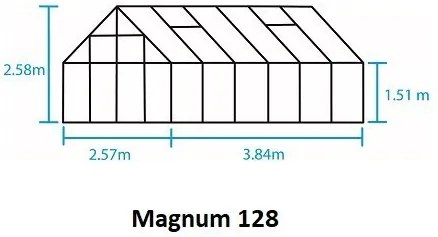 Skleník Halls Magnum zelený, 3,86 x 2,57 m / 9,9 m², 3 mm tvrdené sklo